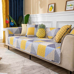 Washable cotton sofa throw with an ornate geometric pattern