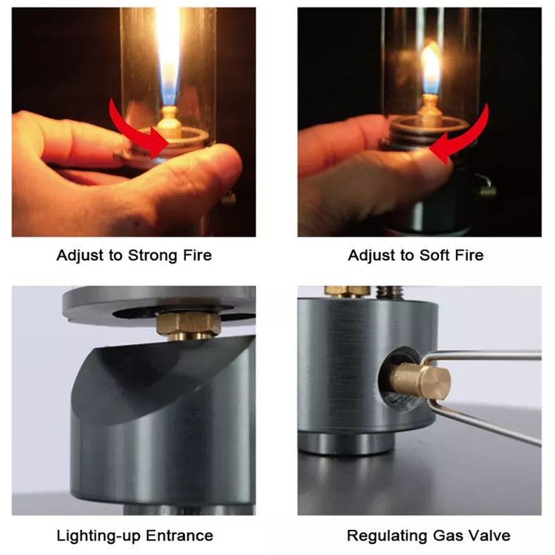 Portable gas lamp with adjustable brightness