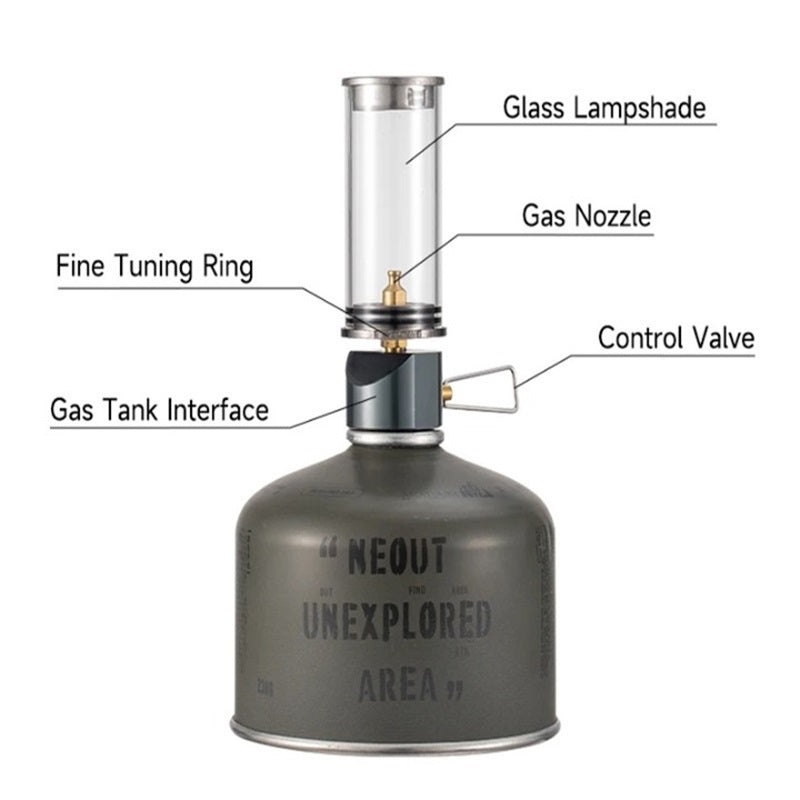 Portable gas lamp with adjustable brightness