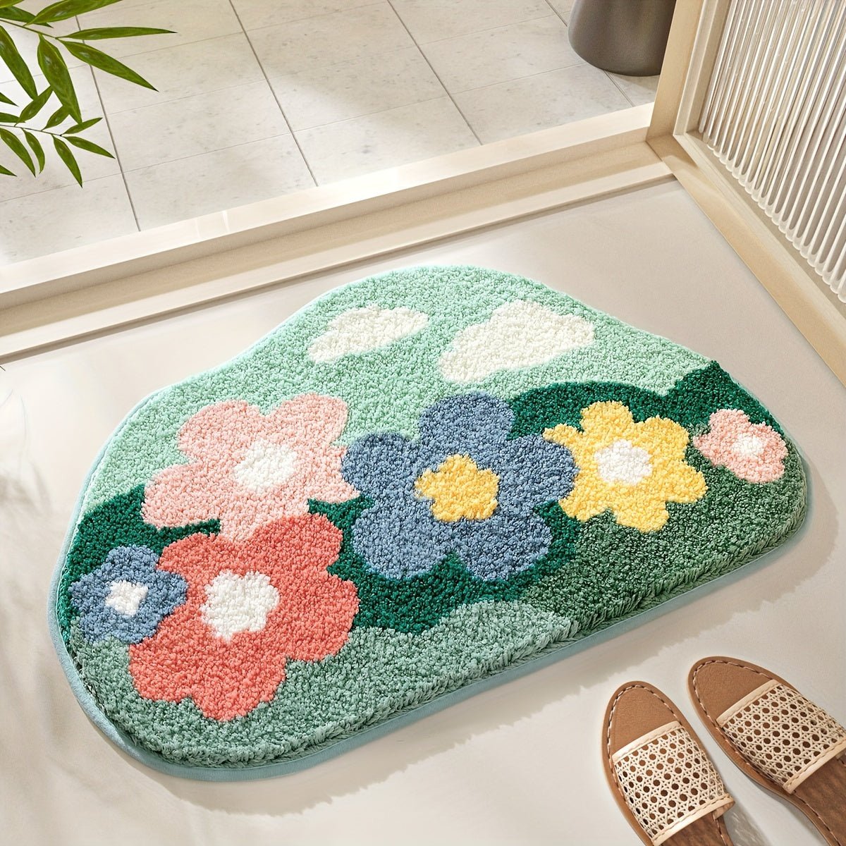Elegantiva Badematte 45x70 cm – Rutschfest & Blumenmuster