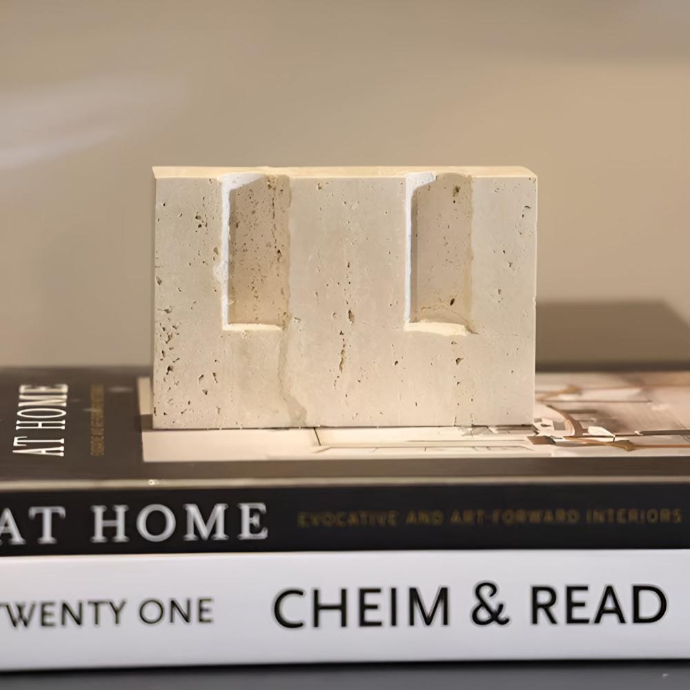Elegant Travertine Candlestick - Modern for Taper Candles