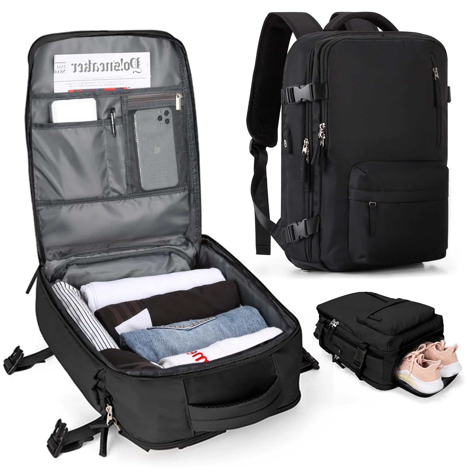 Robust Travel Backpack - Waterproof with USB Charging Port