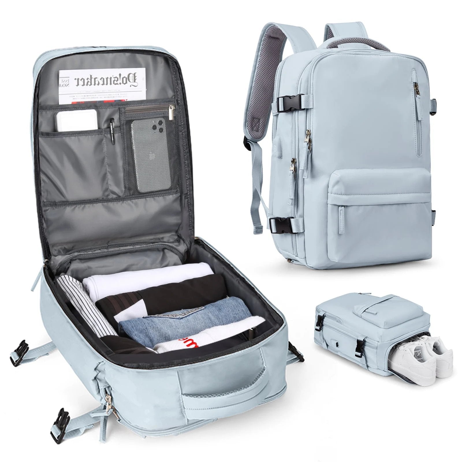 Robust Travel Backpack - Waterproof with USB Charging Port
