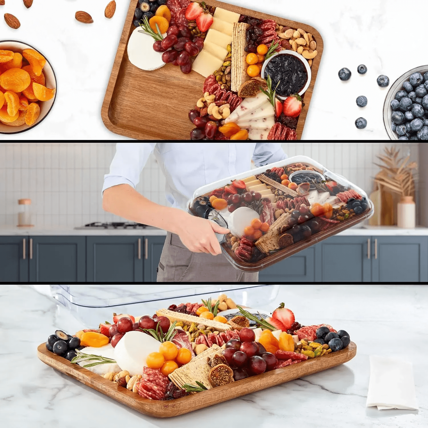 SnackMaster Kitchen Board – With Compartments & Dishwasher Safe