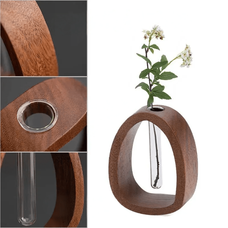 Harmonia Vase - Elegant Wood and Glass Creation for Plant Lovers