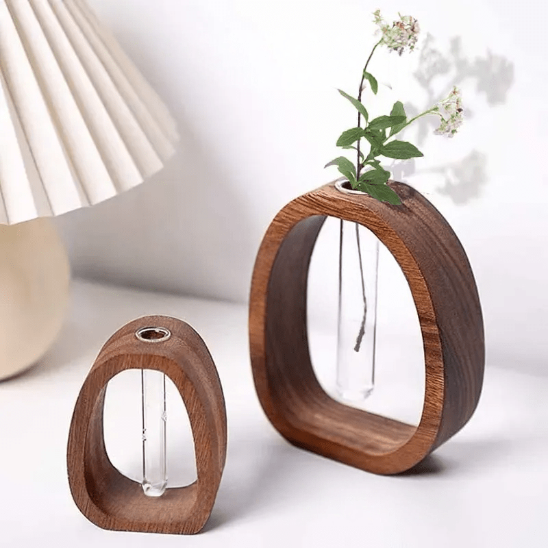 Harmonia Vase - Elegant Wood and Glass Creation for Plant Lovers