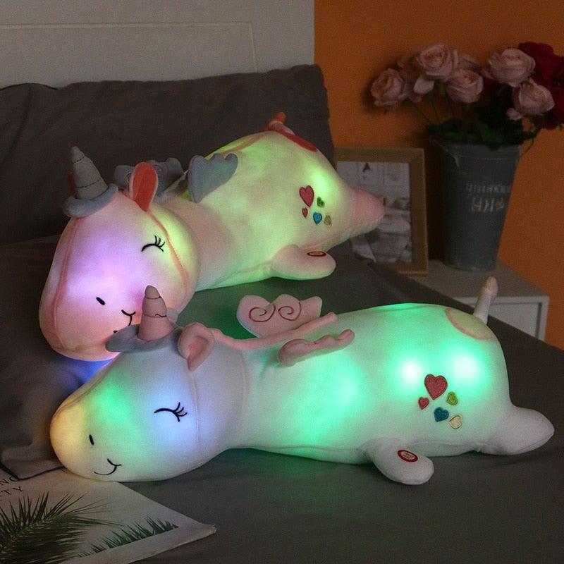 Funkelndes Einhorn-Kuscheltier mit LED-Lichtern | 60 cm