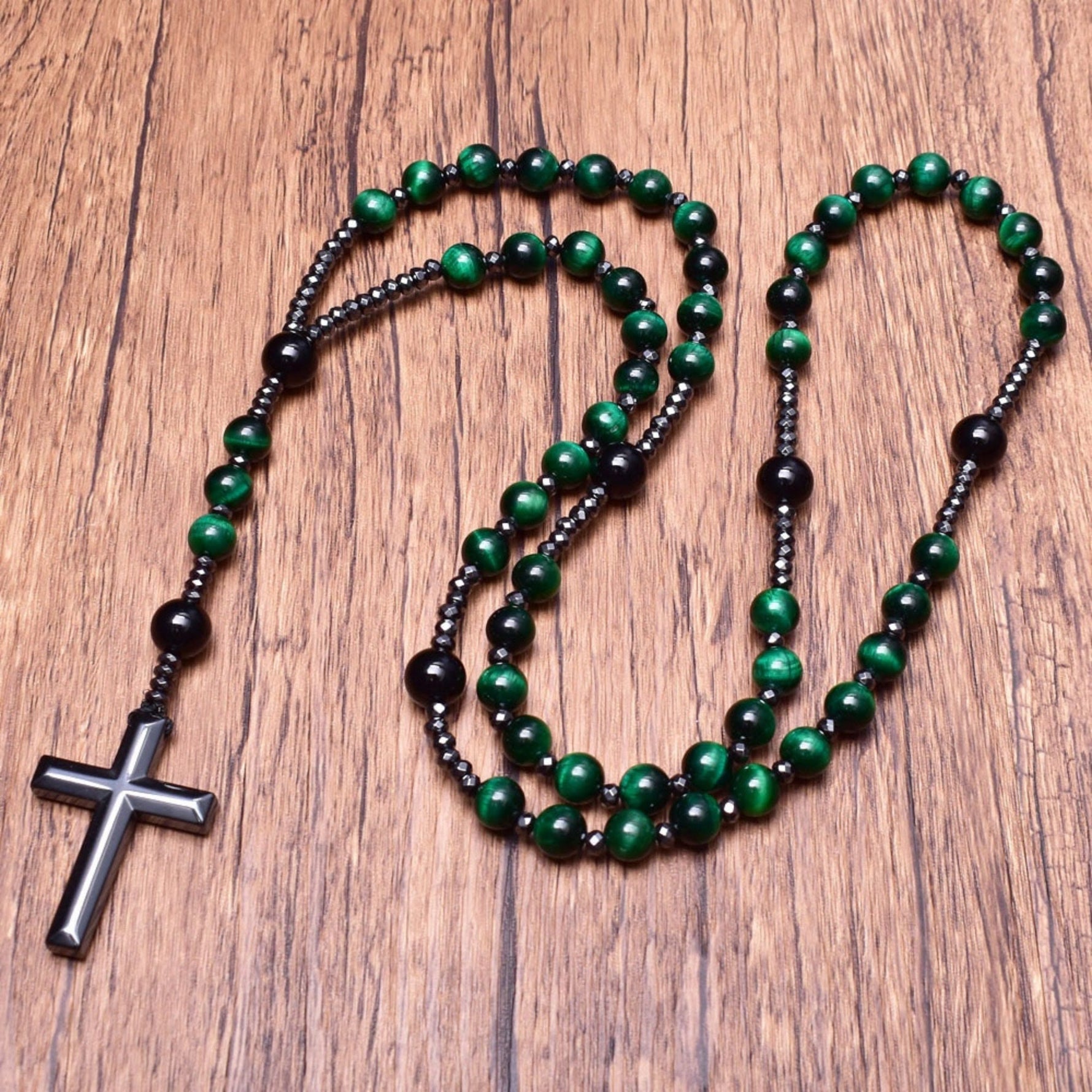 Spiritual Pendant with Tiger's Eye and Lapis Lazuli – Rosary for Men