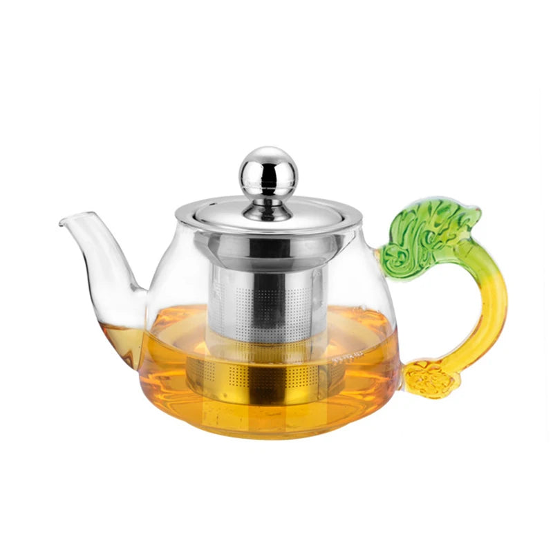 Heat-Resistant Glass Tea Bottle with Stainless Steel Infuser
