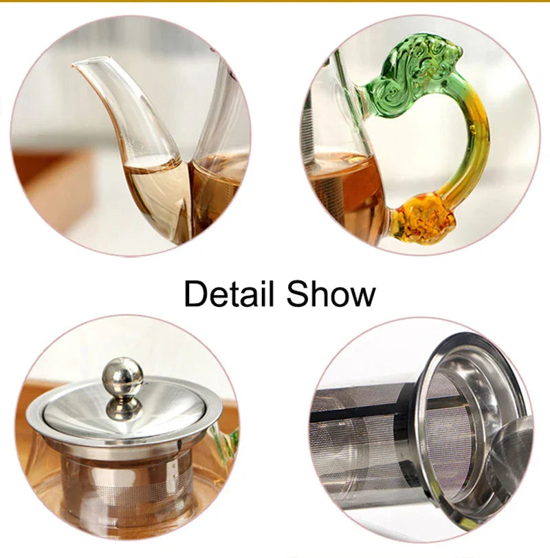 Heat-Resistant Glass Tea Bottle with Stainless Steel Infuser