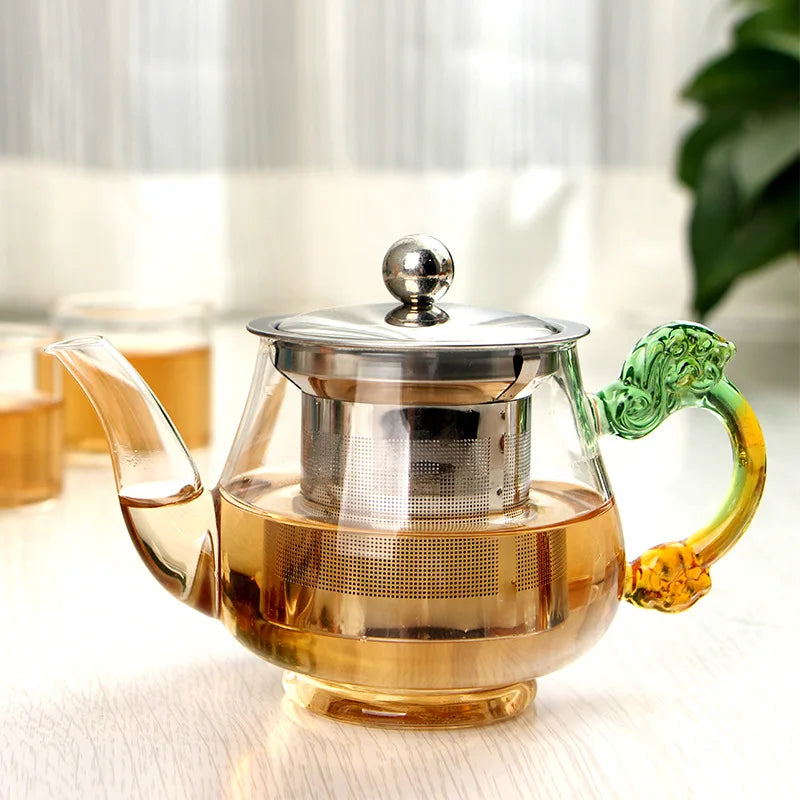 Heat-Resistant Glass Tea Bottle with Stainless Steel Infuser