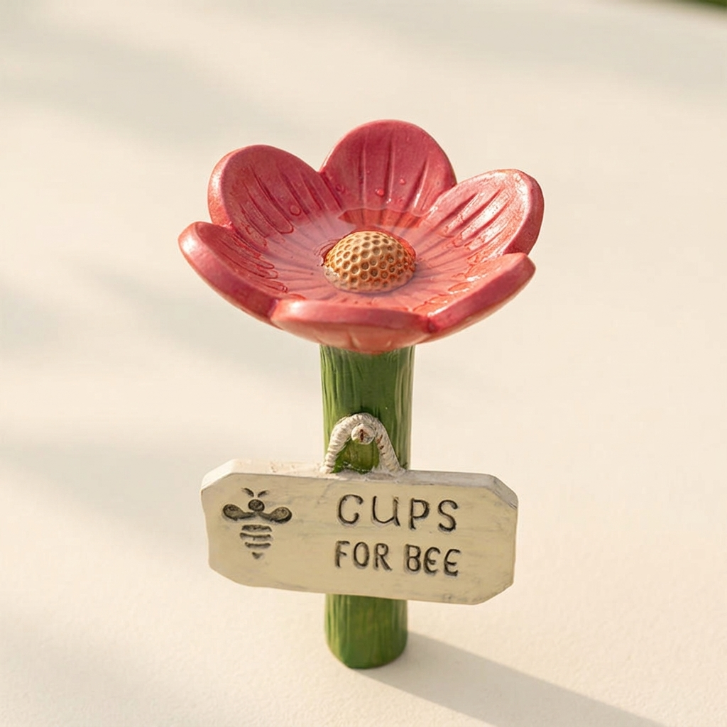 Flowering Drinking Vessel for Bees and Butterflies – Hand-decorated for Your Garden