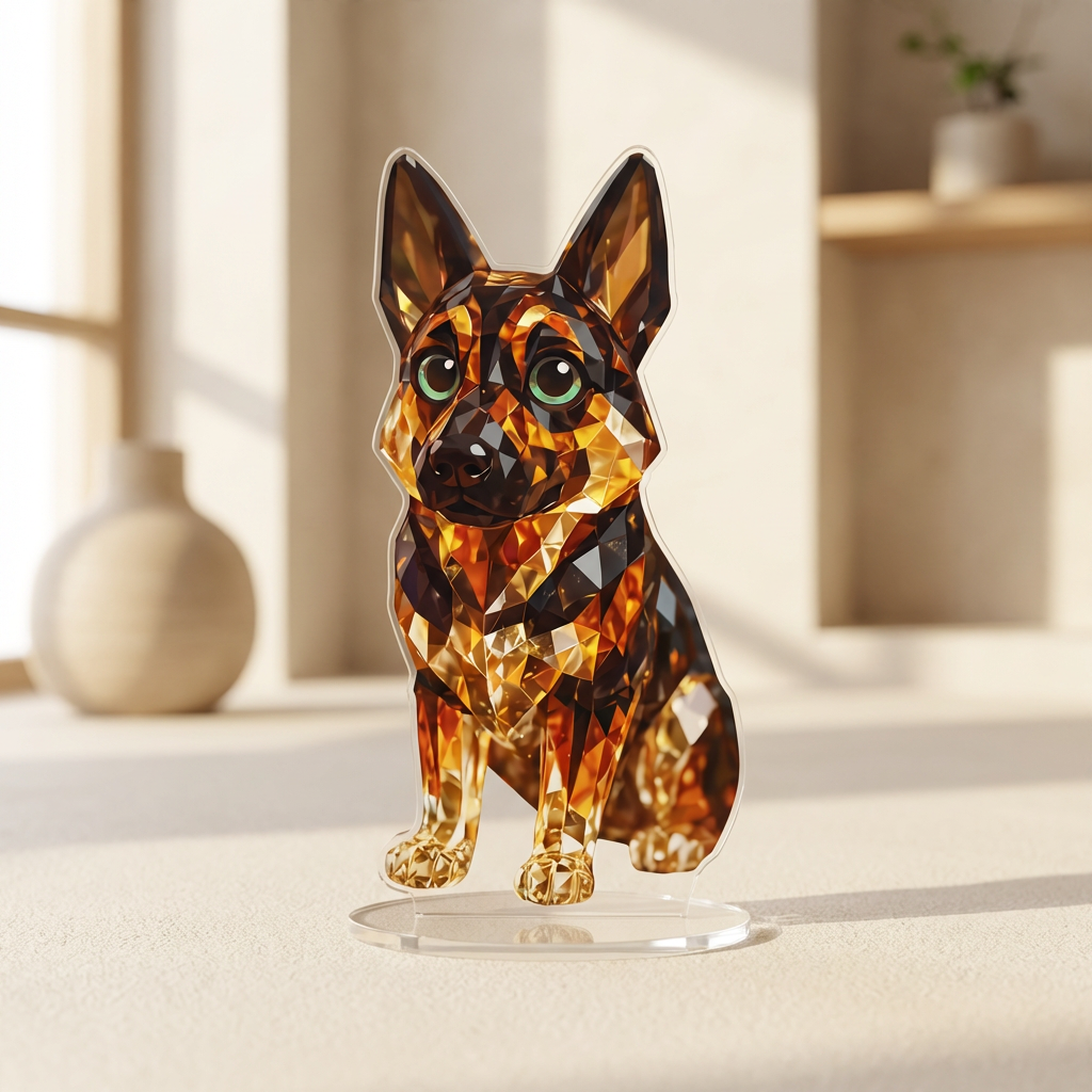 Elegante Figur eines Deutschen Schäferhundes aus Kristall
