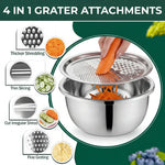 Versatile Stainless Steel Bowl Set with Grater and Sieve – 3-in-1 Solution