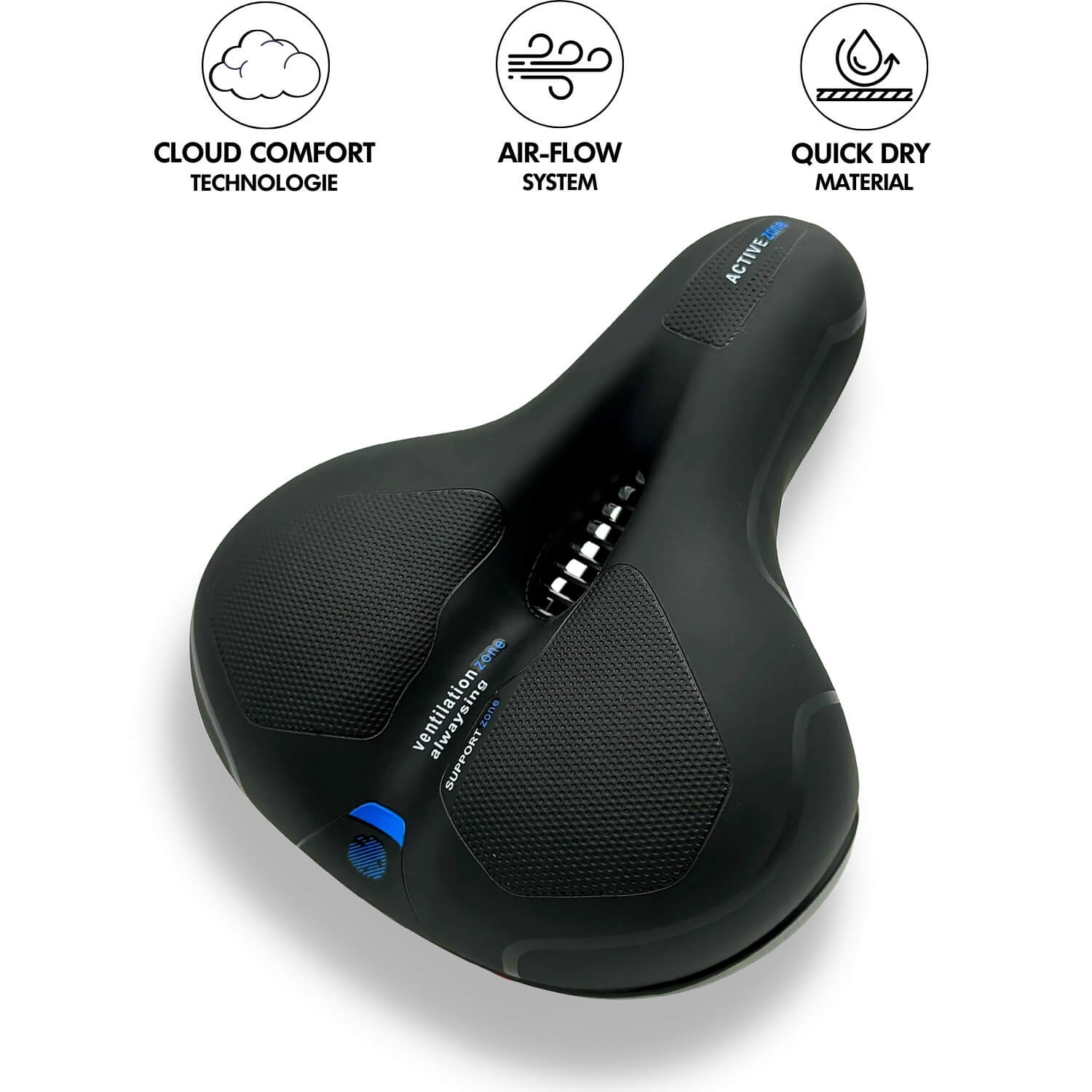 Bequemer Fahrradsattel mit Polsterung und Reflektoren