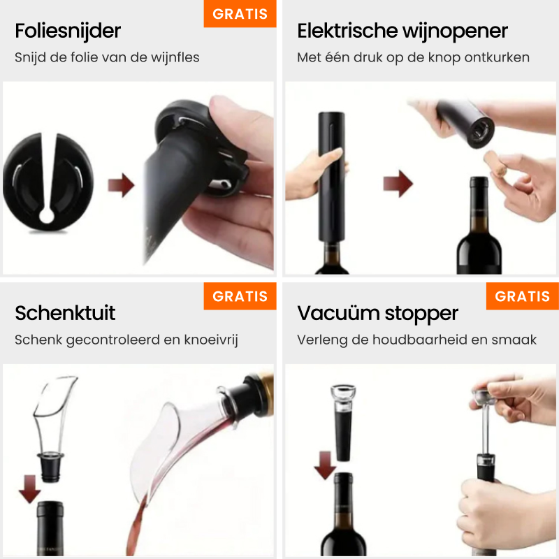 Automatischer Weinöffner VinoEase | Eleganter Korkenzieher mit Akku | Hochwertige Materialien für müheloses Entkorken
