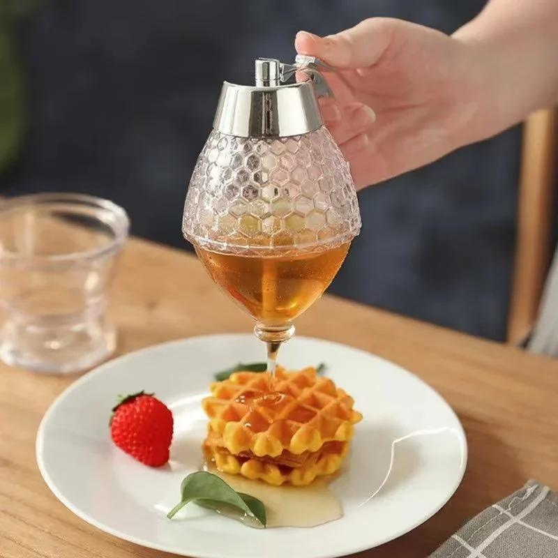 Elegant Drip-Free Honey Dispenser with Honeycomb Design – 200 ml