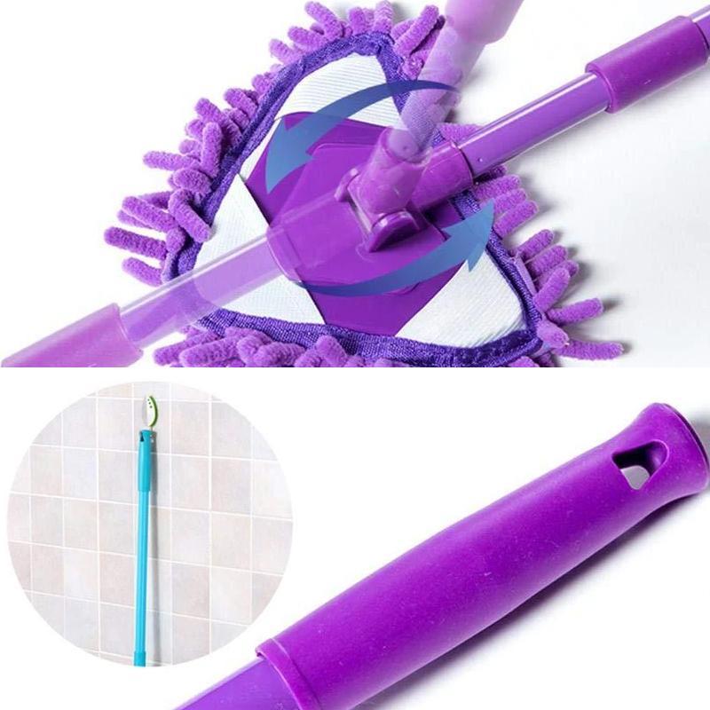 Flexible triangular mop with 180° swivel function