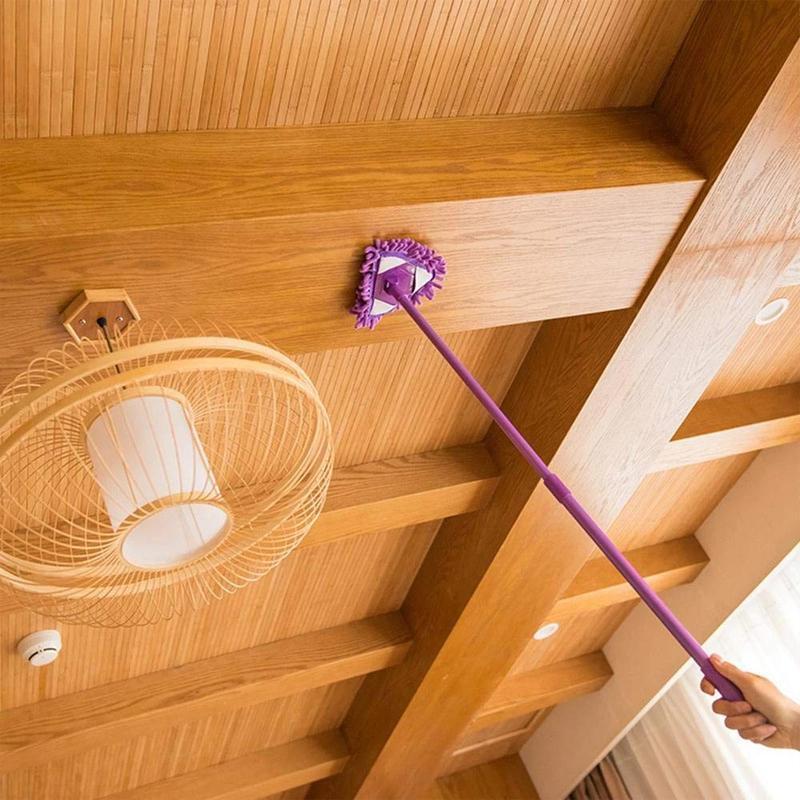 Flexible triangular mop with 180° swivel function
