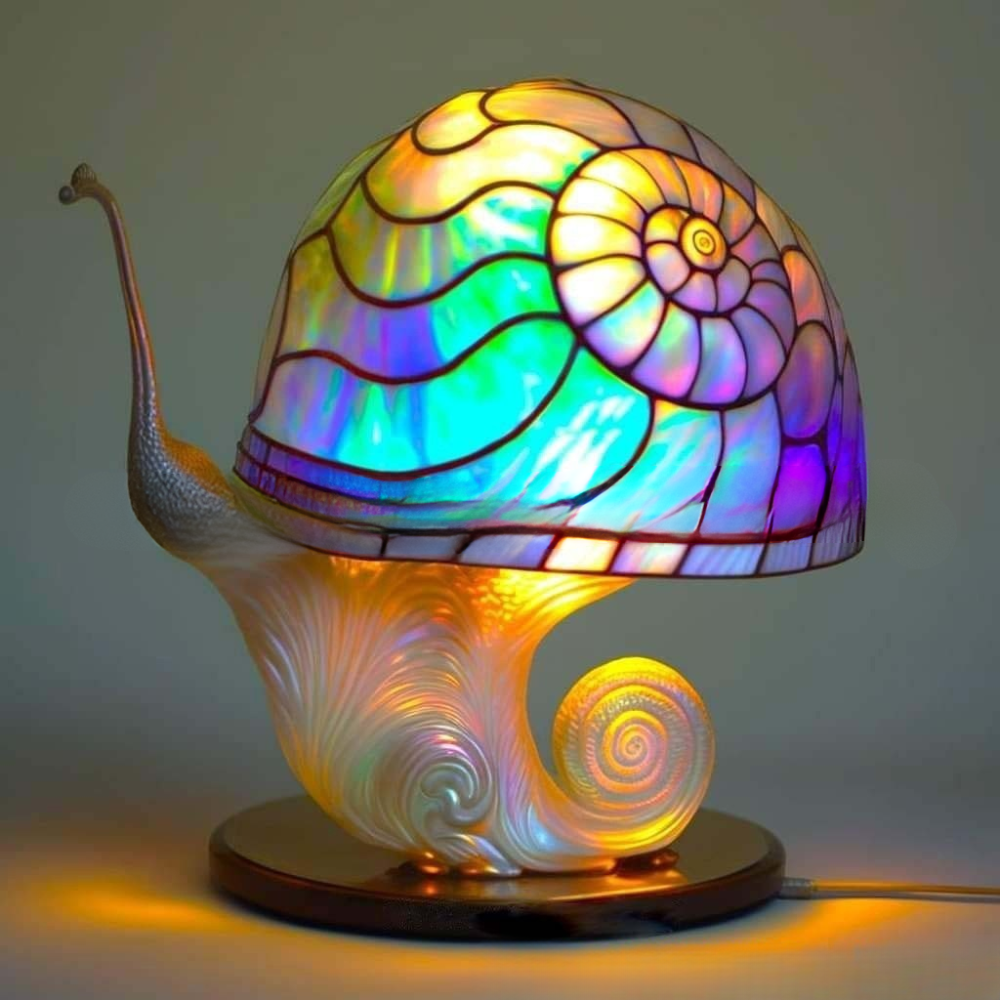Künstlerische Tischlampe aus Glas mit Tiermotiven