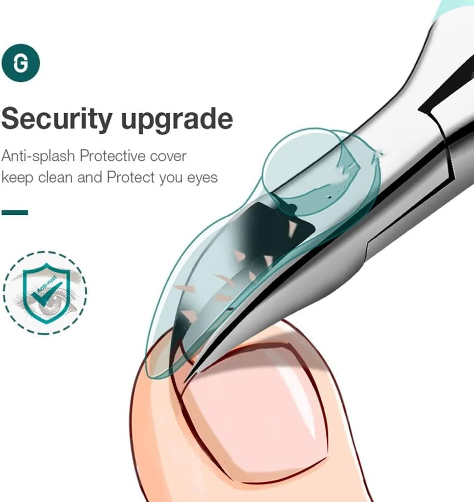Ergonomischer Nagelknipser für Senioren mit Spritzschutz – Schmerzarme Anwendung für dicke oder eingewachsene Fußnägel