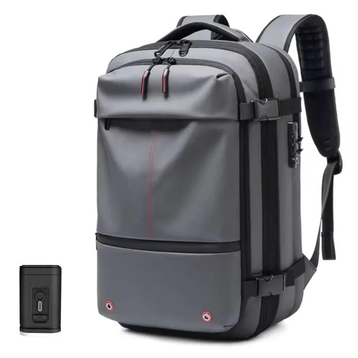 Travel backpack with vacuum function