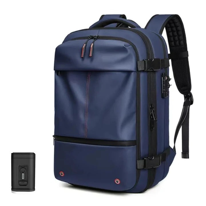 Travel backpack with vacuum function