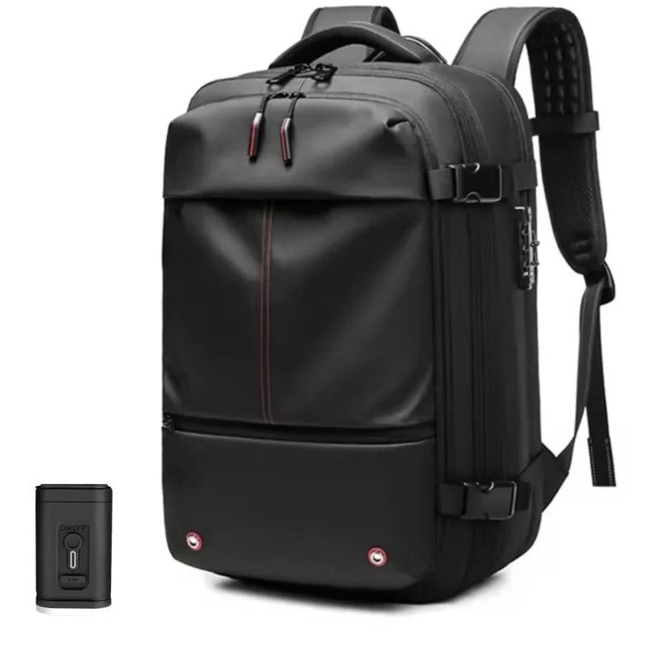 Travel backpack with vacuum function