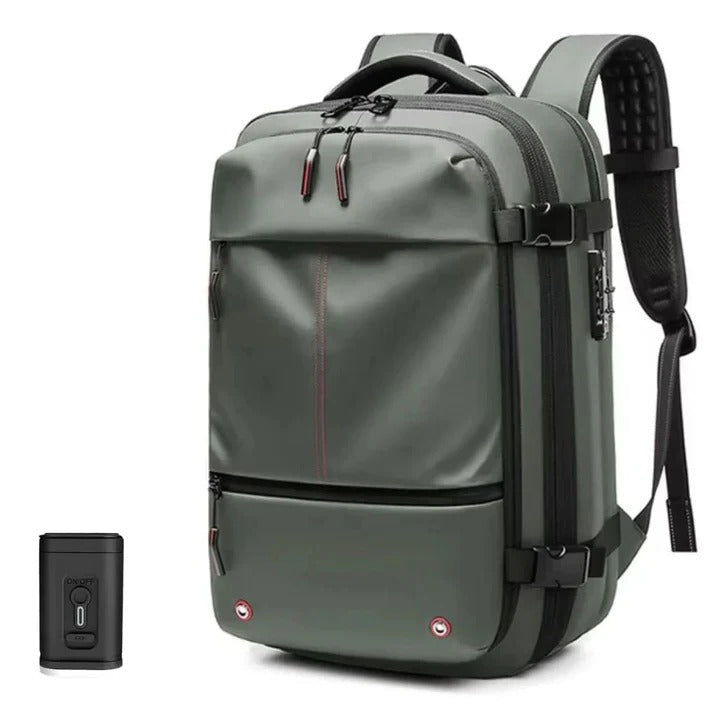 Travel backpack with vacuum function