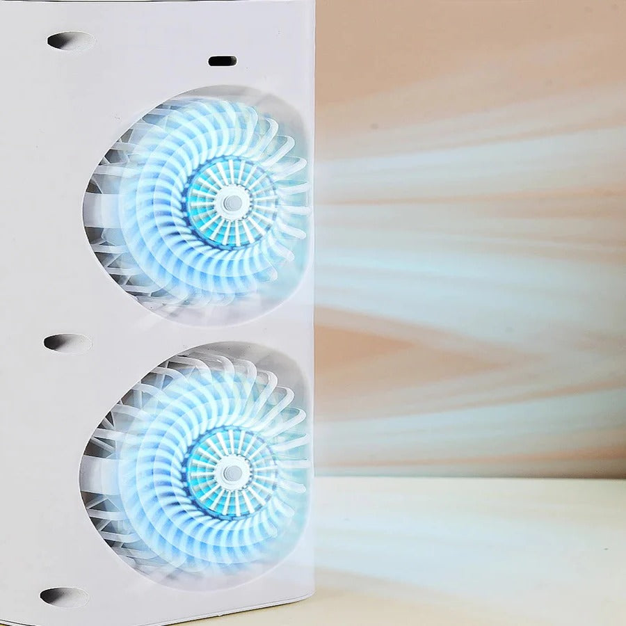 Kompakter Tischventilator mit Sprühkühlung für erfrischende Tage