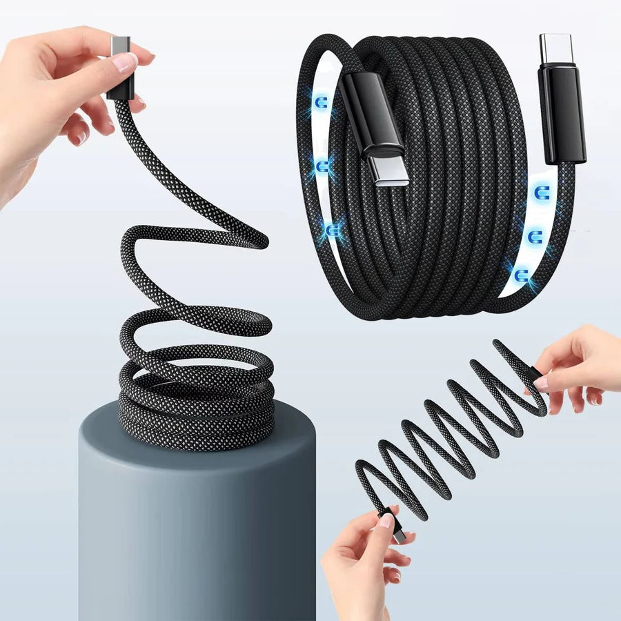 Magnetisches Kabel mit automatischem Wickelsystem für schnelles Laden