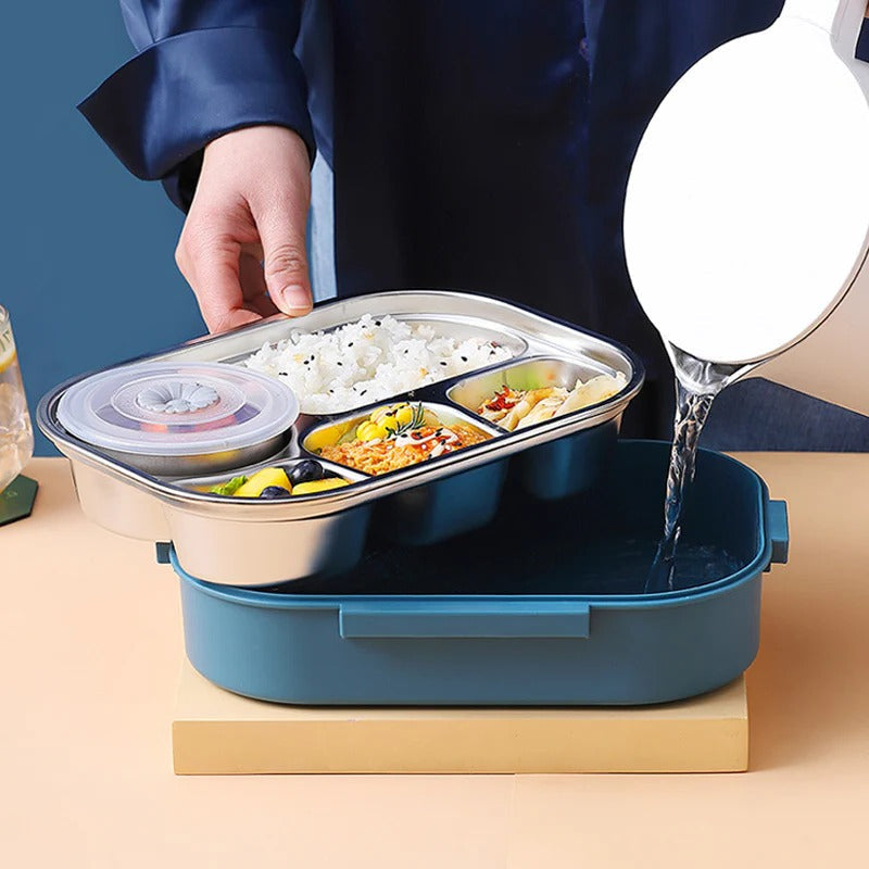 Insulated Stainless Steel Lunch Box with 4 Compartments