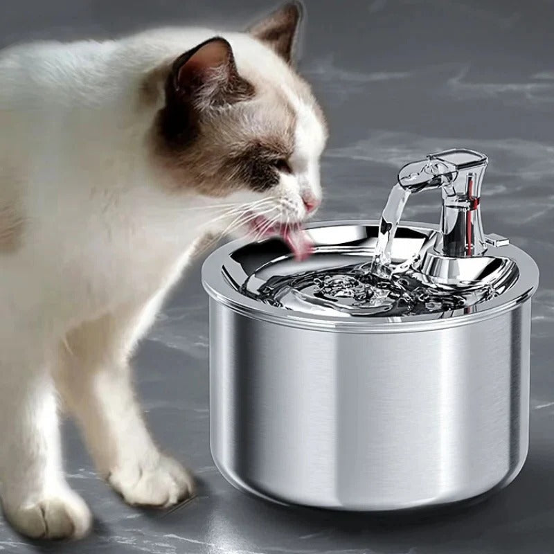 Edelstahltrinkbrunnen für Katzen mit Filter und Bewegungssensor