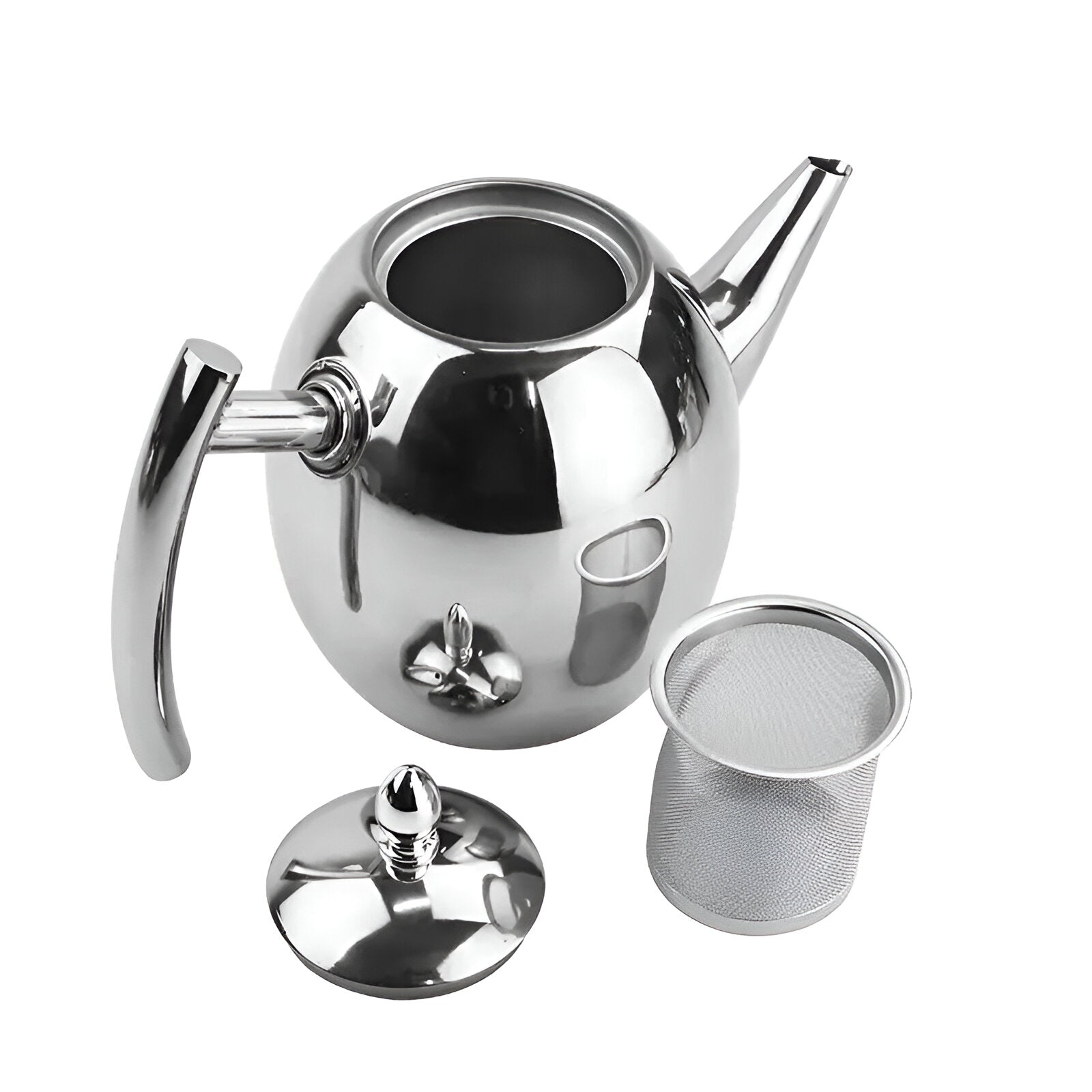 Stylish stainless steel teapot with integrated infuser