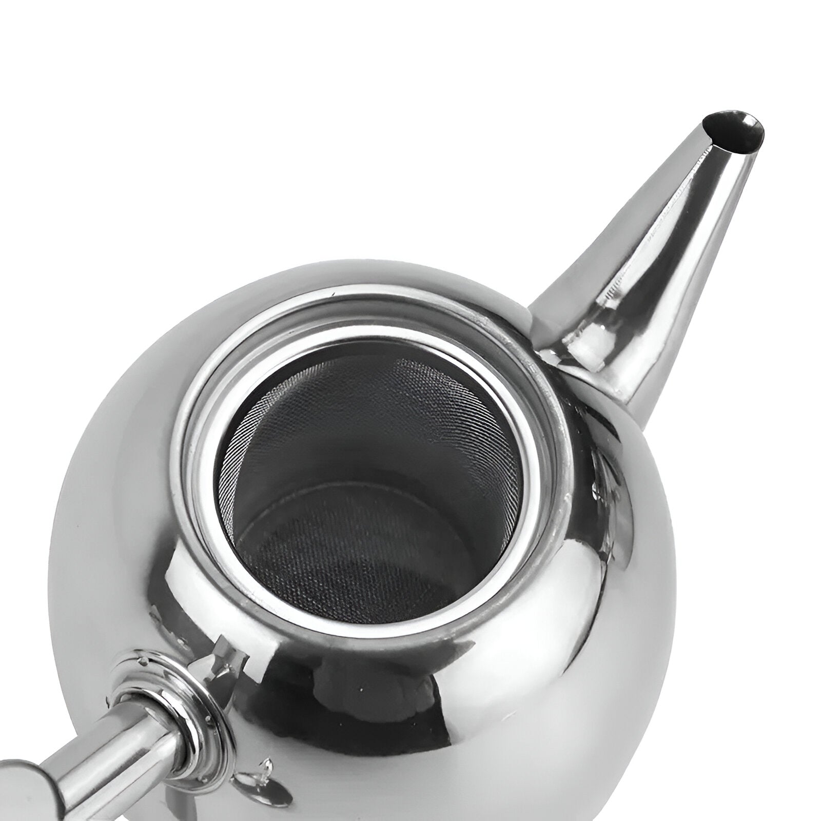 Stylish stainless steel teapot with integrated infuser