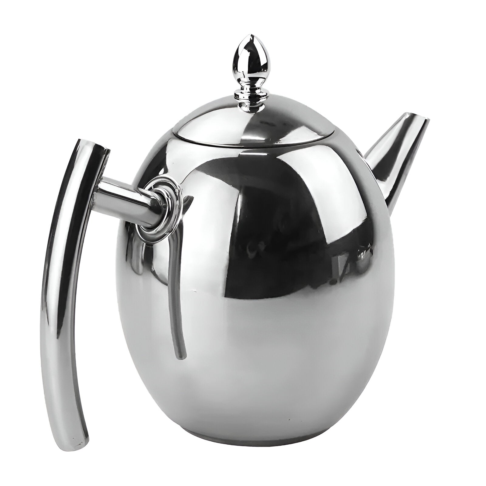 Stylish stainless steel teapot with integrated infuser