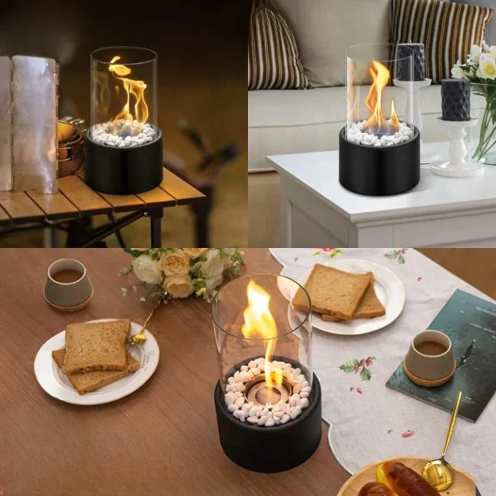 Eleganter Tragbarer Tischkamin aus Glas