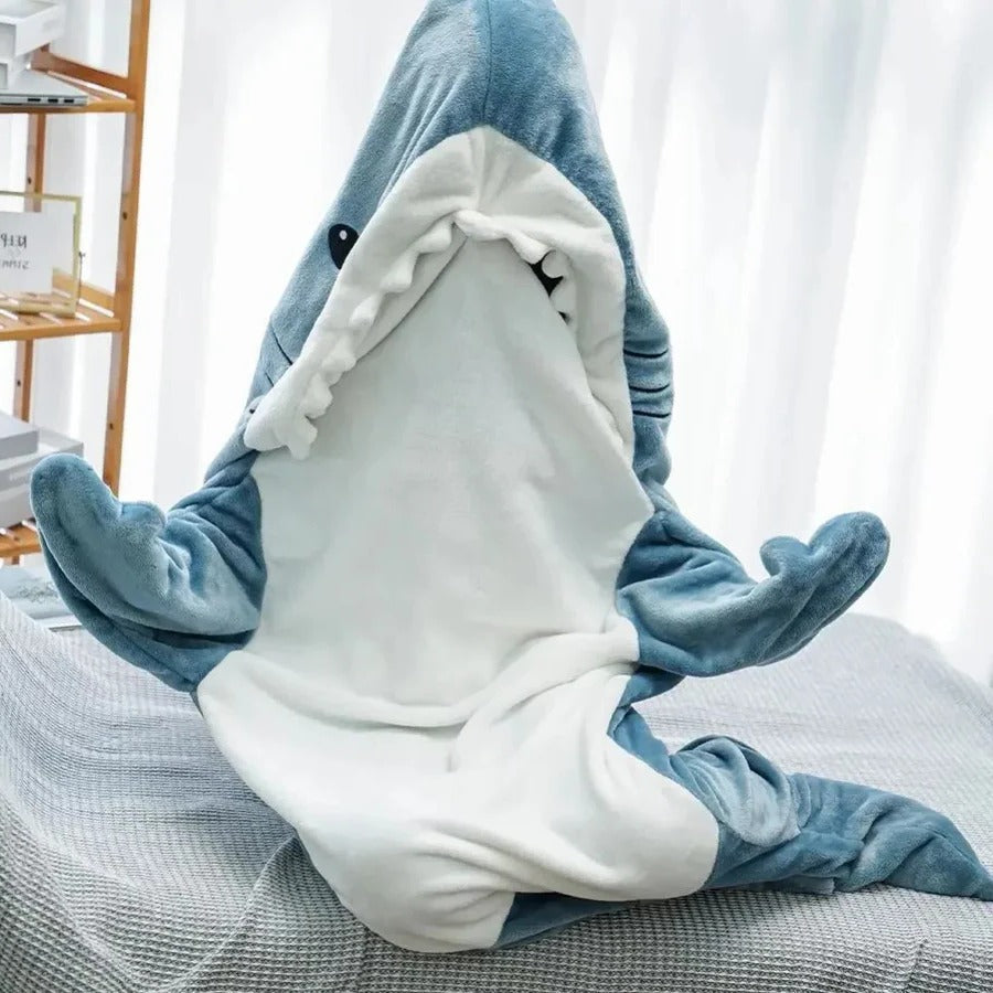Bequeme Haifisch-Decke mit Kapuze aus weichem Fleece
