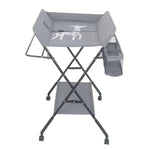 Compact changing table with height adjustment and integrated bath
