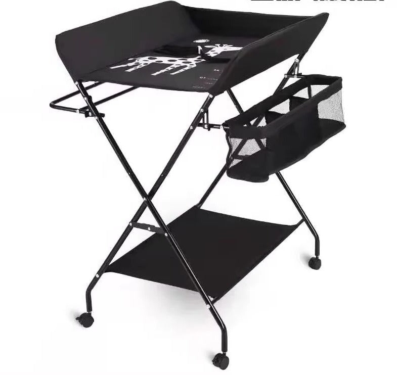 Compact changing table with height adjustment and integrated bath