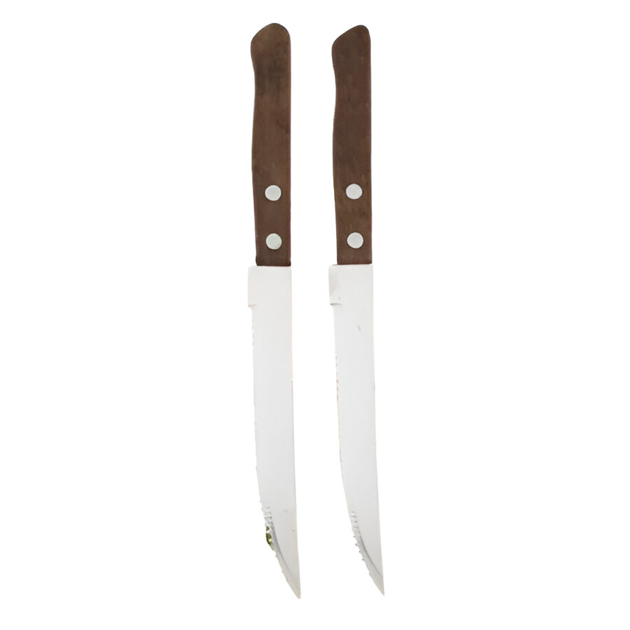 Elegantes Steakmesser-Set mit Holzgriffen und gezahnten Klingen