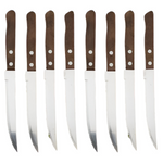 Elegantes Steakmesser-Set mit Holzgriffen und gezahnten Klingen