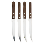 Edelstahl Steakmesser Set mit Holzgriffen und gezahnten Klingen