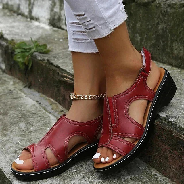 Elegant Premium Leather Wedge Sandals – Style and Comfort for All-Day Wear