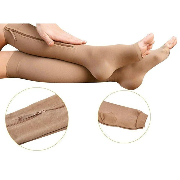 Comfortable Zipper Compression Socks, 20-30 mmHg