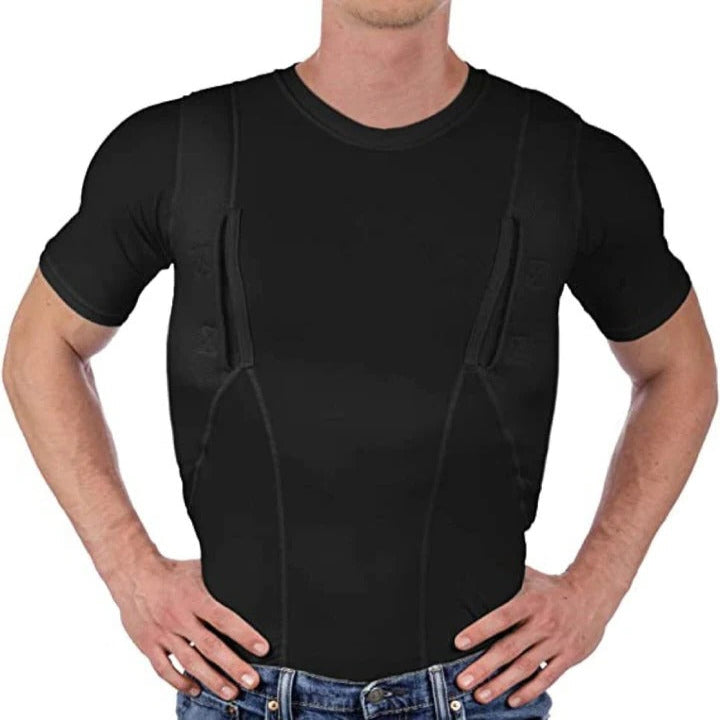 Unisex Compression Shirt with Hidden Pockets for Everyday Use
