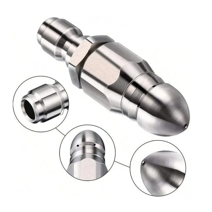 High-pressure cleaning nozzle for pipelines and drain clearing