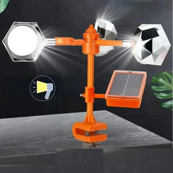 Solar-Powered 360° Bird Repellent with Reflective Elements