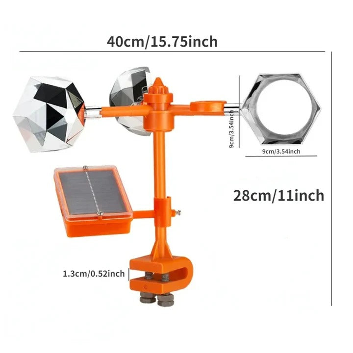 Solar-Powered 360° Bird Repellent with Reflective Elements
