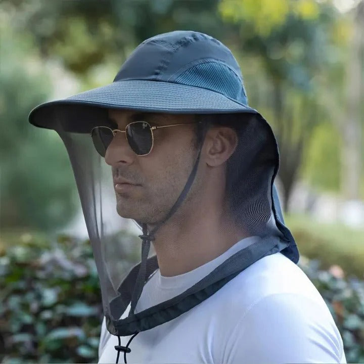 Protective Outdoor Hat with Wide Brim and Mesh for Sun and Insects